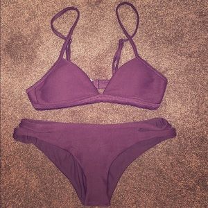 Full Tilt Triangle Ribbed Bikini Set